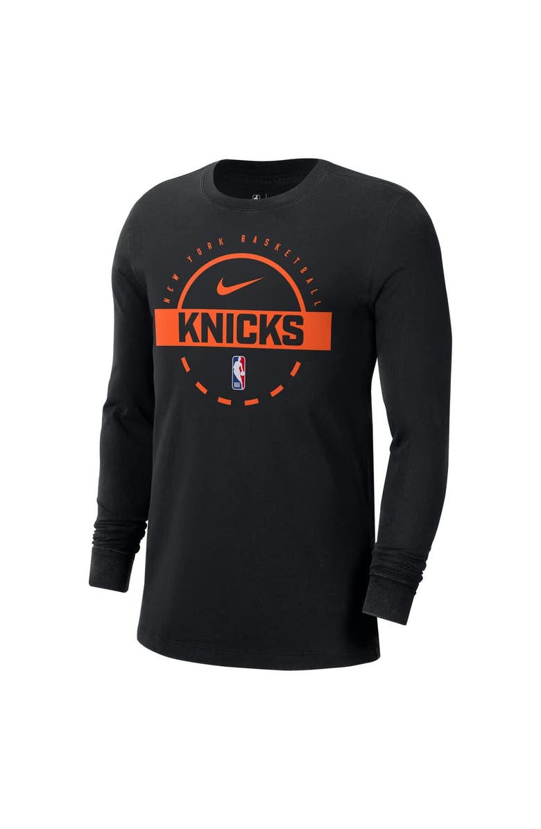 Nike Men's Nike  Black New York Knicks Authentic Long Sleeve Practice T-Shirt, Alternate, color, Black