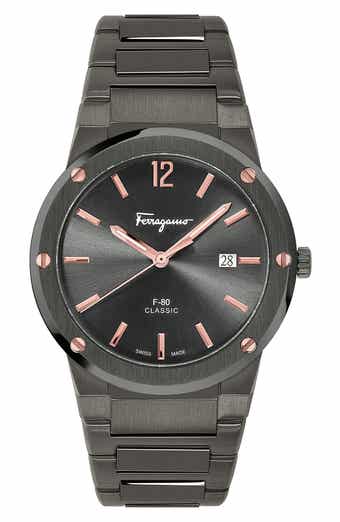 FERRAGAMO Salvatore Ferragamo F-80 Classic Gunmetal Bracelet Watch, 41mm