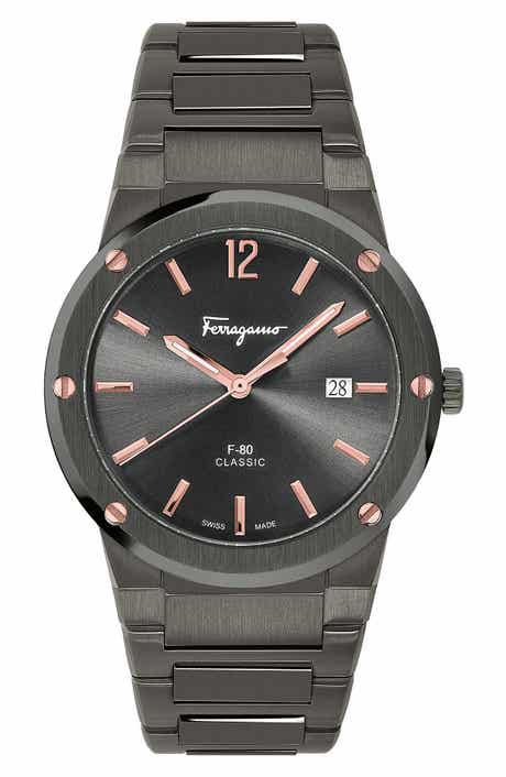 FERRAGAMO Salvatore Ferragamo F-80 Classic Gunmetal Bracelet Watch, 41mm