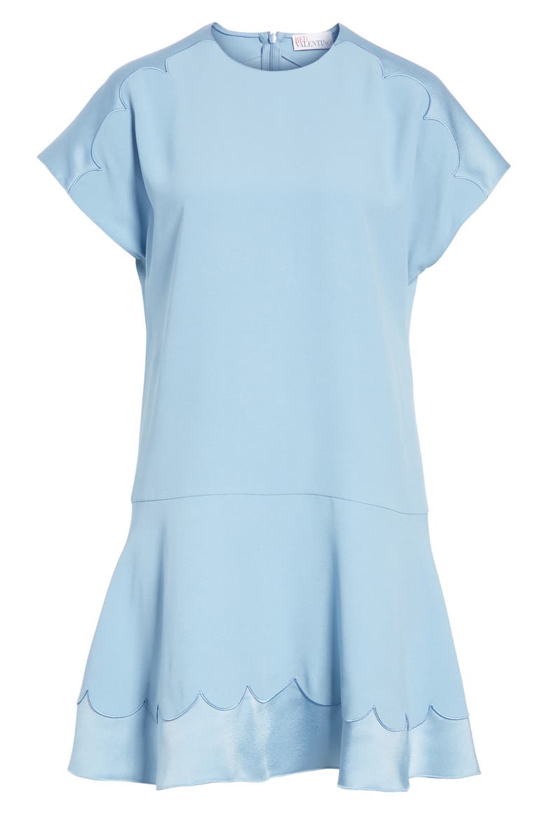 Satin Scallop Trim Dress, Alternate, color, DELFINIUM