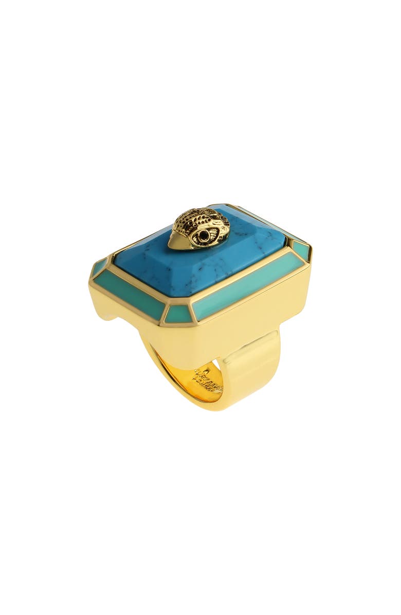 Kurt Geiger London Eagle Head Crystal Cocktail Ring, Alternate, color, Turquoise