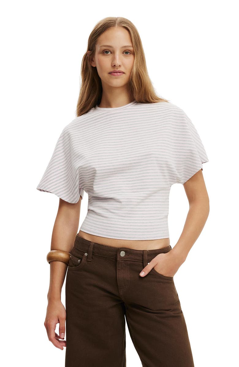 Cotton On Women's Blair Batwing Short Sleeve Tee, Main, color, Madi Stripe Babydoll Grey