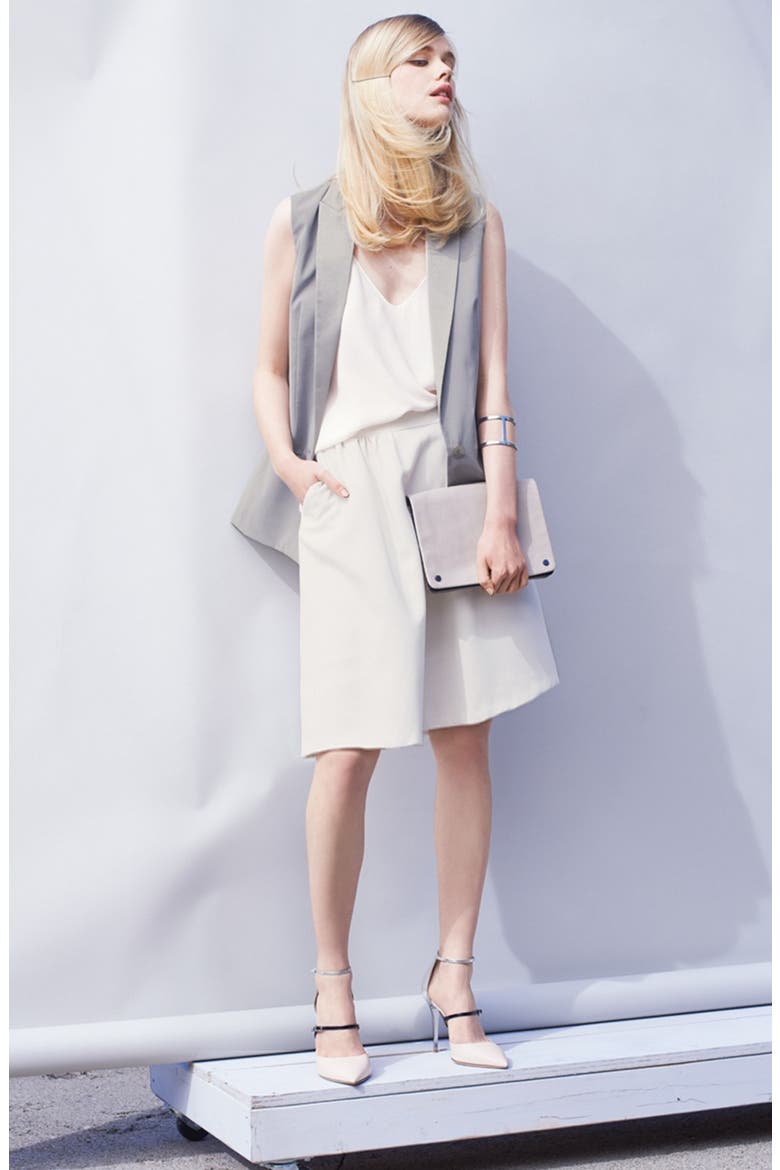 Shirred Woven Skirt, Alternate, color, CREAM EGRET