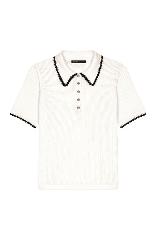 Maje Pointelle Knit Crochet Polo Shirt In Multi