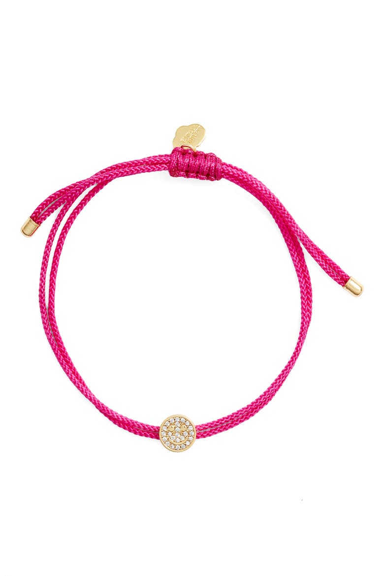 Pavé Smiley Face Slider Bracelet, Alternate, color, GOLD