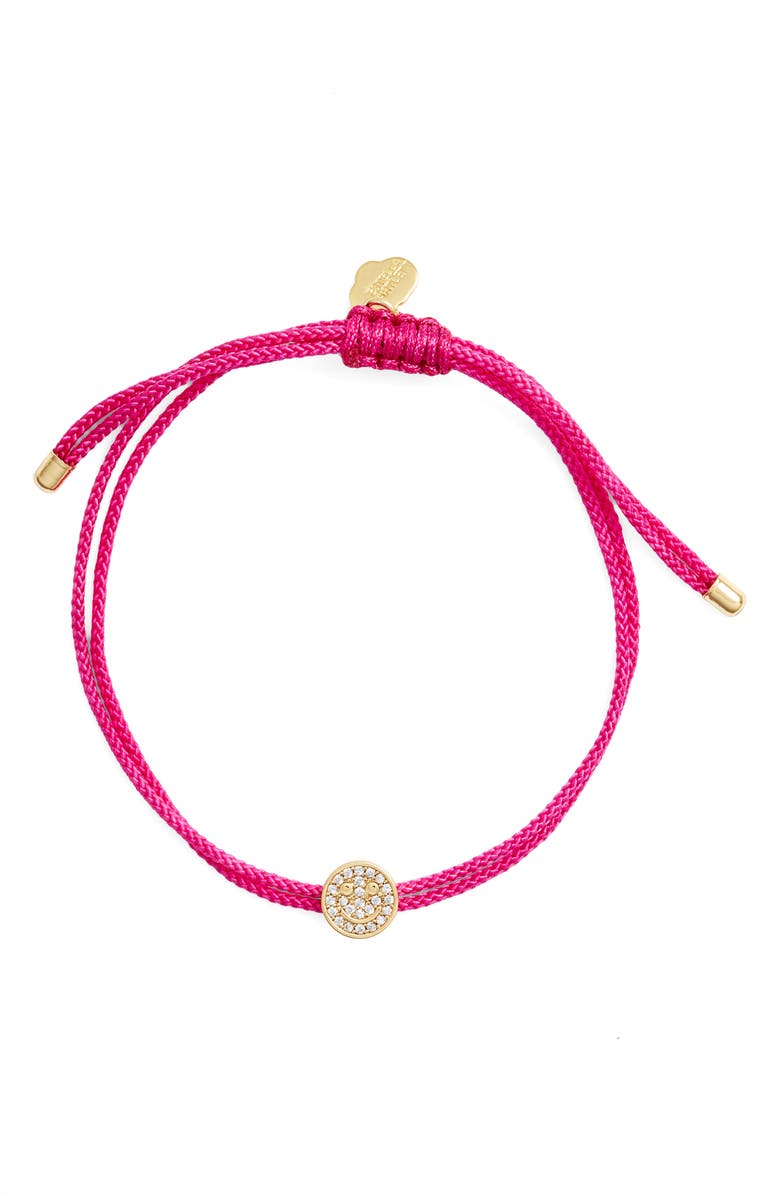 Estella Bartlett Pavé Smiley Face Slider Bracelet, Alternate, color, Gold