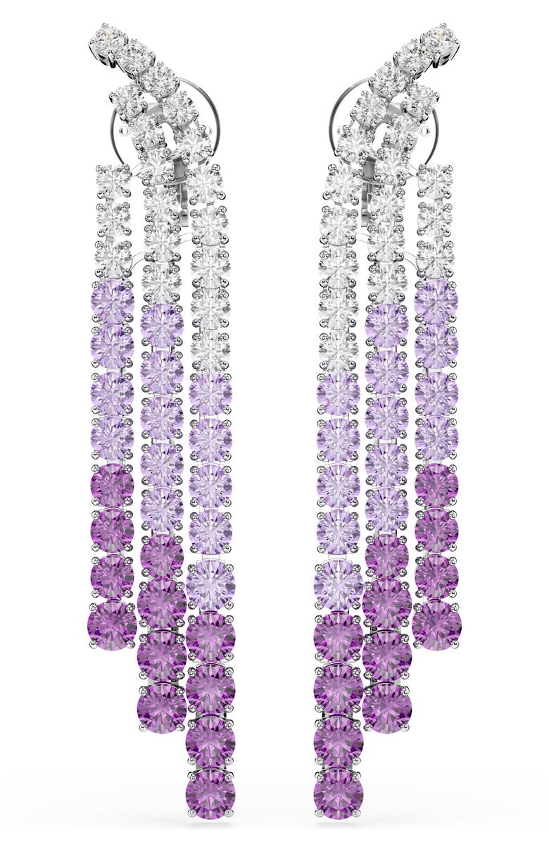 Swarovski Ombré Crystal Drop Clip-On Earrings, Main, color, Pink