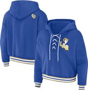 WEAR by Erin Andrews Women's WEAR by Erin Andrews Royal Los Angeles Rams Lace-Up Pullover Hoodie