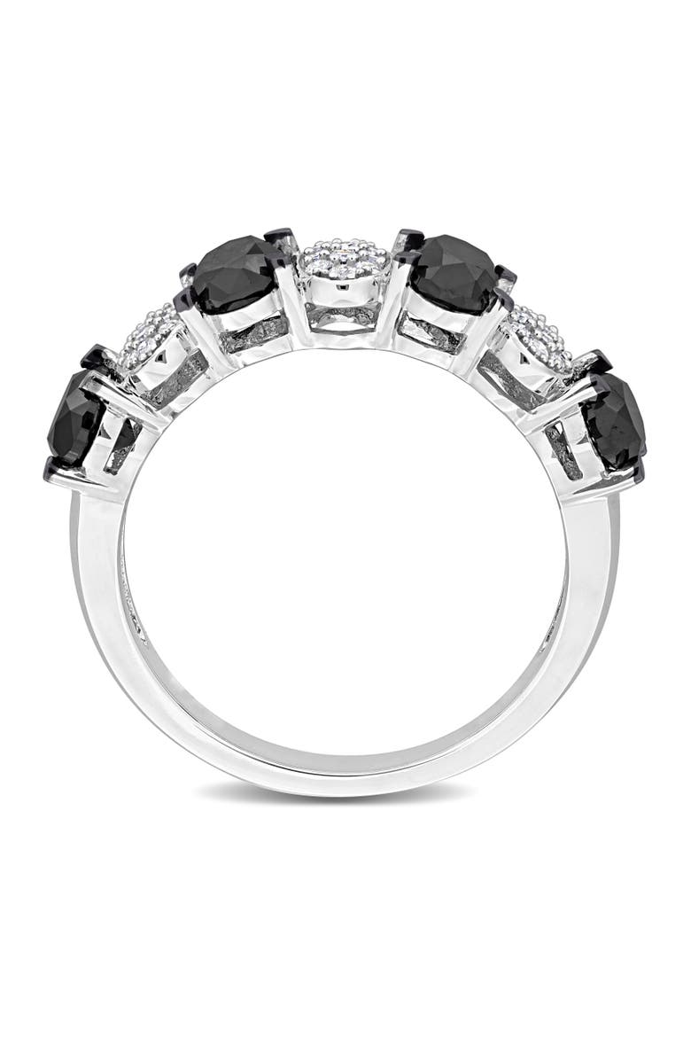 Black & White Diamond Oval Band Ring 10k, Alternate, color, Diamond