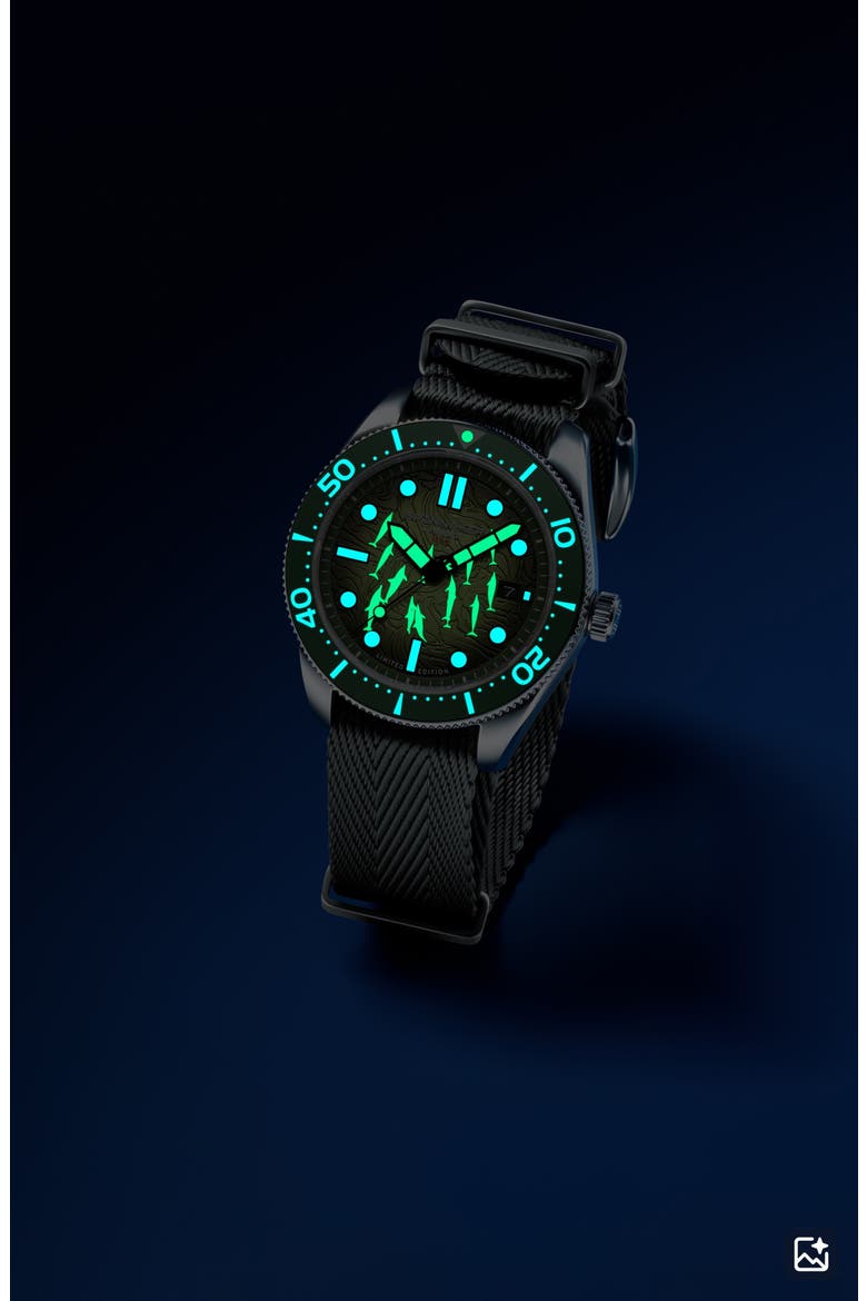 x Dolphin Project Croft Midsize Automatic Dolphin Cave Watch Set, 40mm, Alternate, color, GREEN