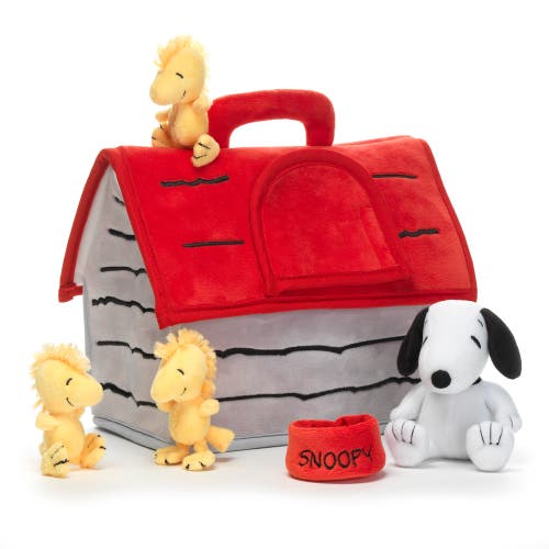 Lambs & Ivy Classic Snoopy Interactive Plush Doghouse With 5 Stuffed Animal Toys In Red