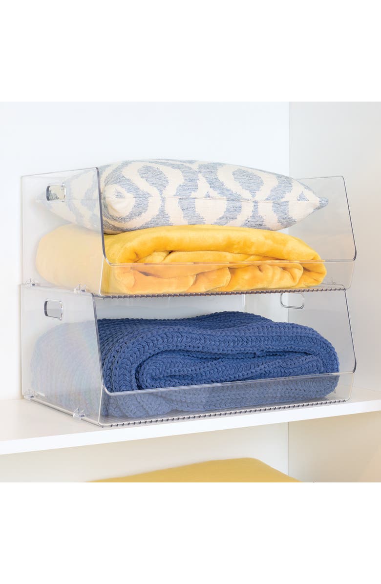 iDesign Stackable Open-Front Bin Set of 4, Alternate, color, Clear