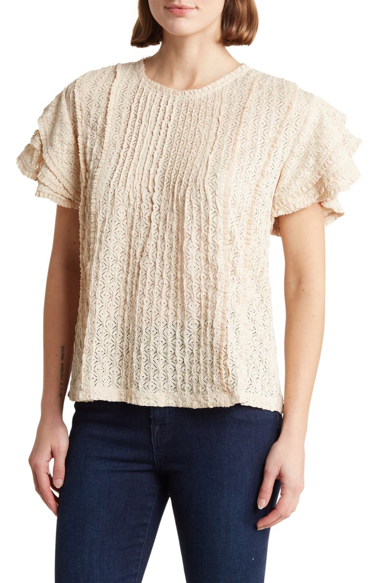 DR2 by Daniel Rainn Pointillé Stitch Butterfly Sleeve Top, Main, color, 