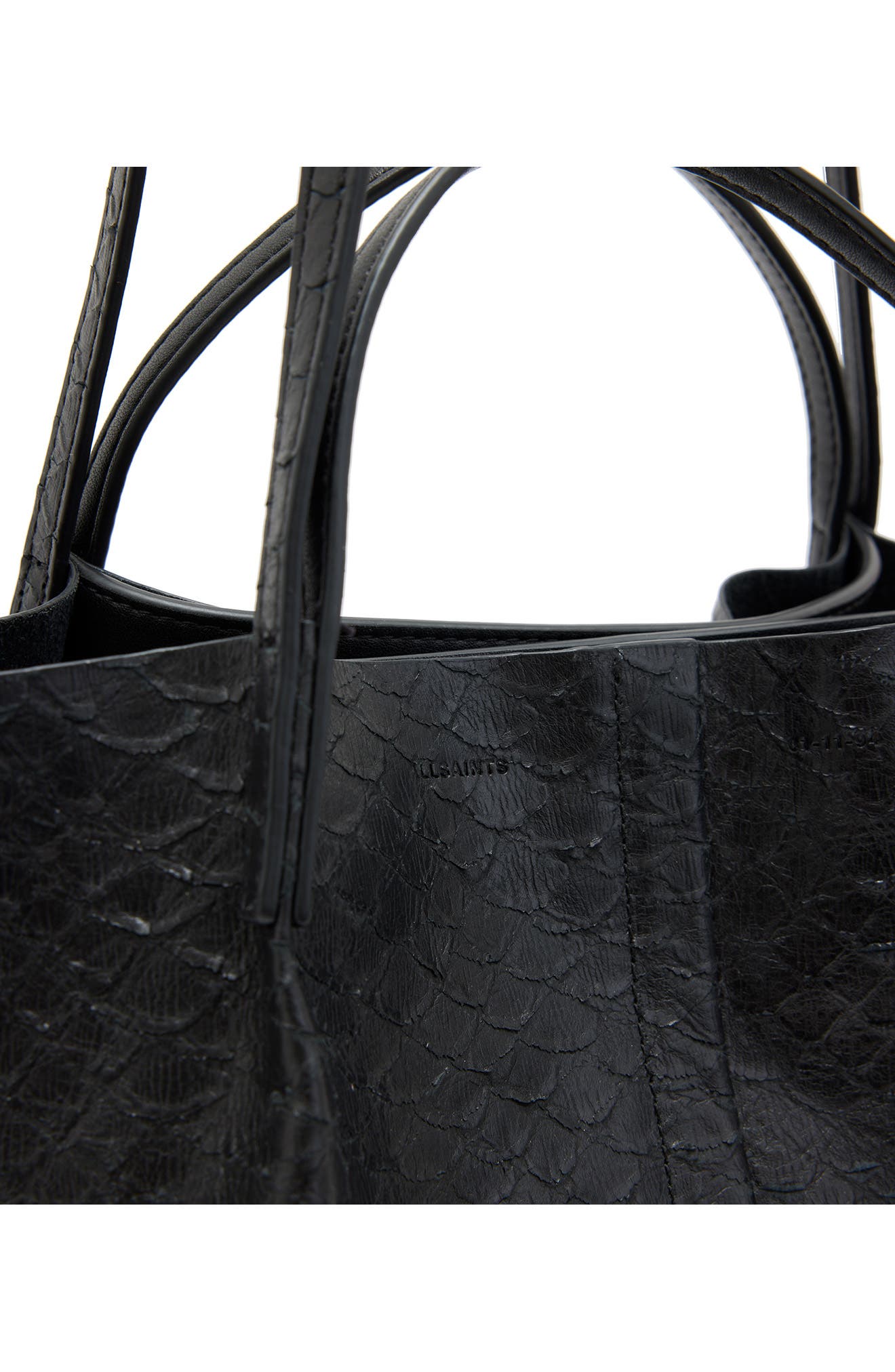 AllSaints Hannah Python Embossed Leather Tote, Alternate, color, 