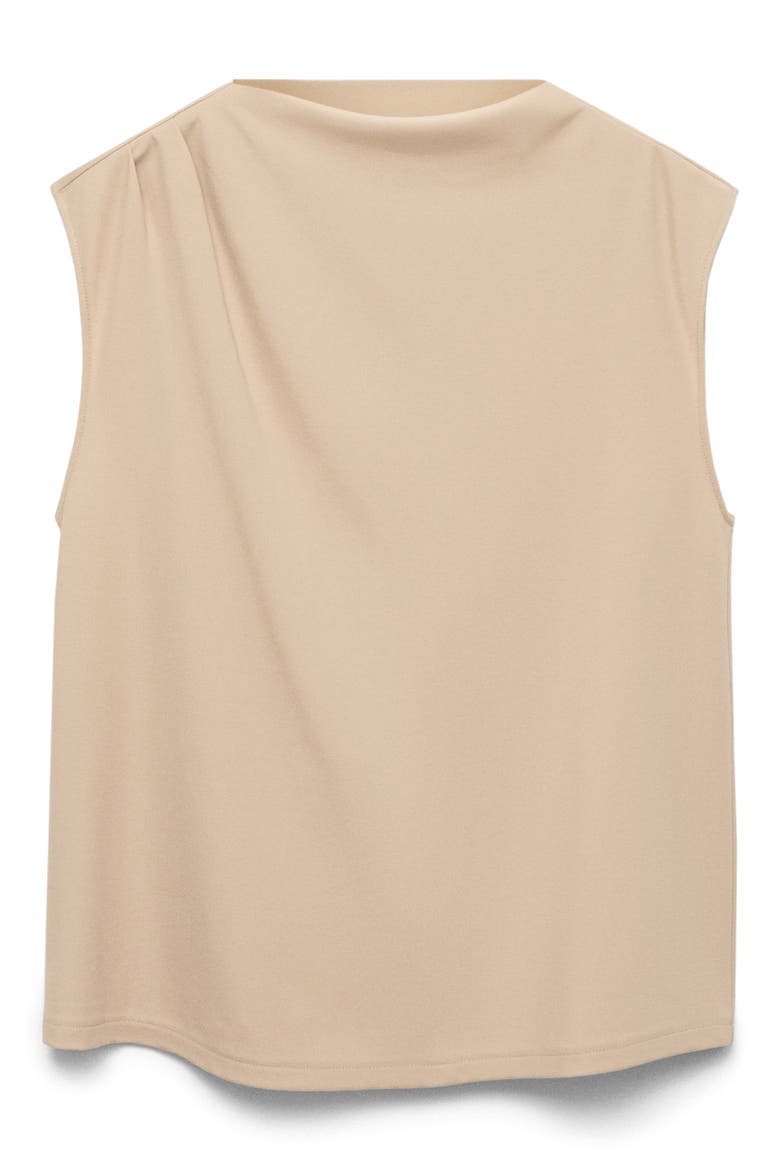Draped Neck Sleeveless T-Shirt, Alternate, color, SAND