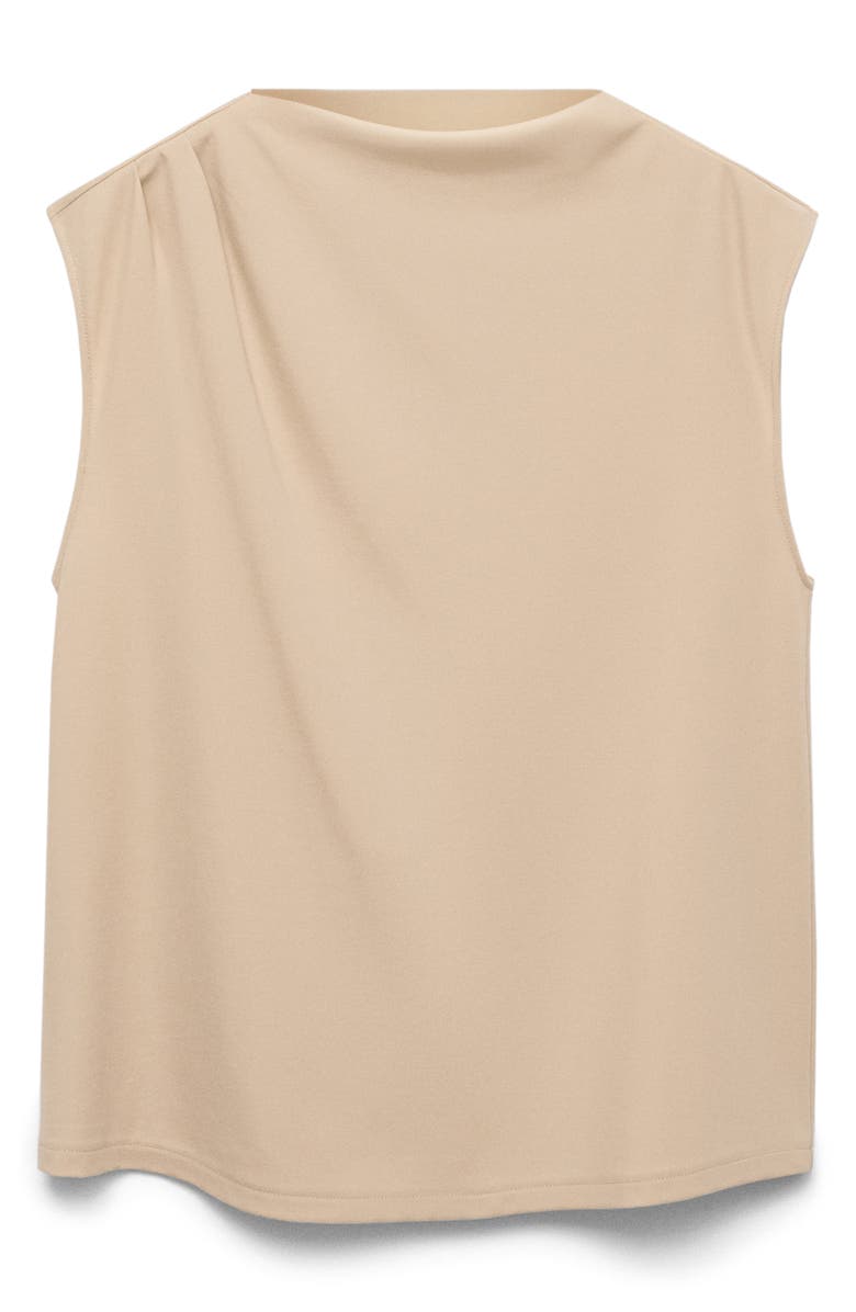 MANGO Draped Neck Sleeveless T-Shirt, Alternate, color, Sand