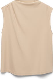 MANGO Draped Neck Sleeveless T-Shirt