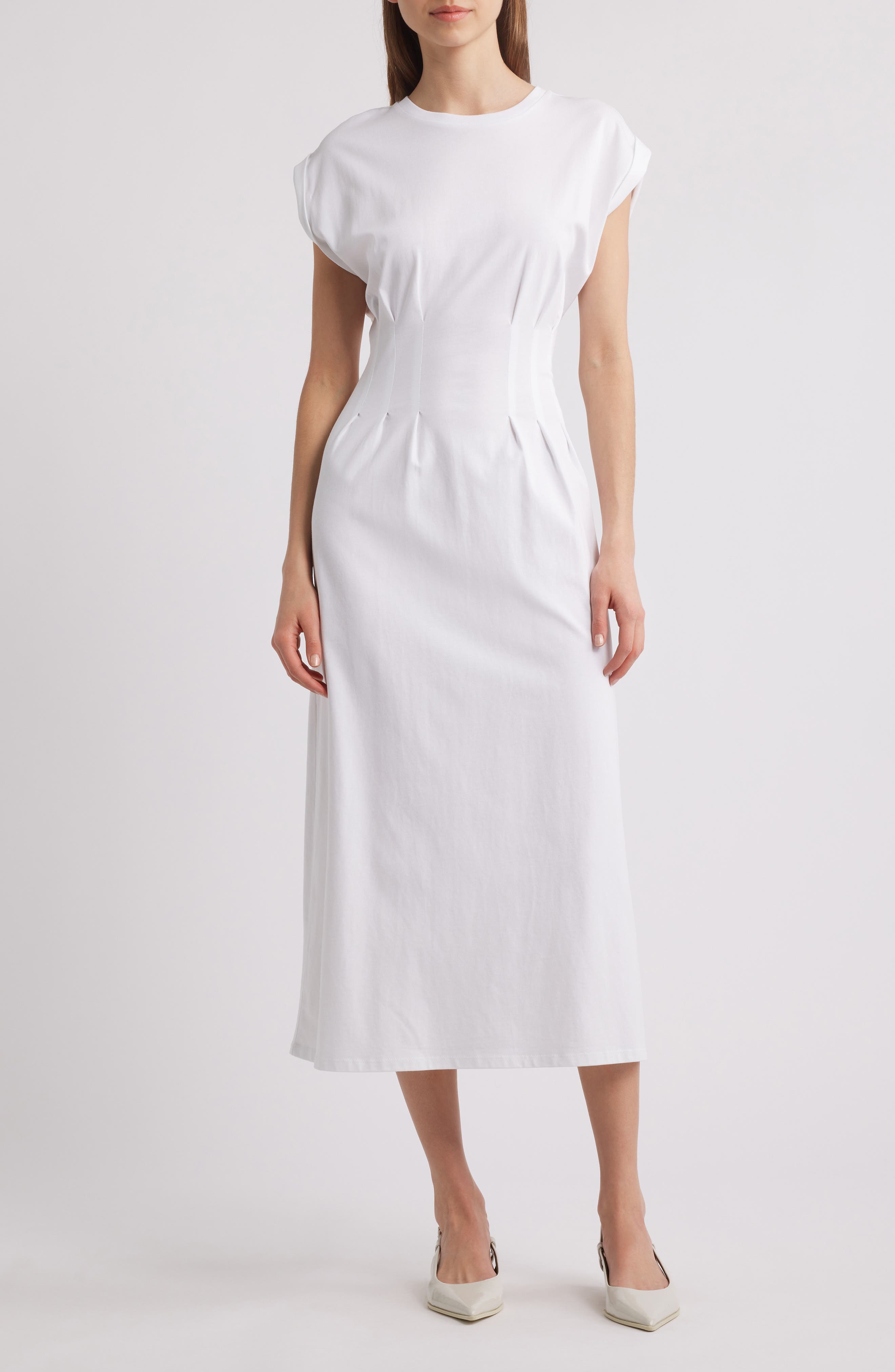 FRAME The Nipped Organic Cotton Jersey Midi Dress