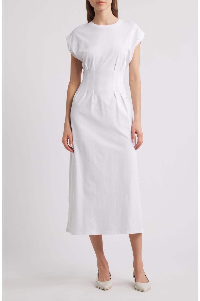 The Nipped Organic Cotton Jersey Midi Dress, Main, color, WHITE