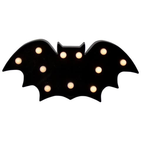 LED Lighted Bat Halloween Marquee Sign - 12"