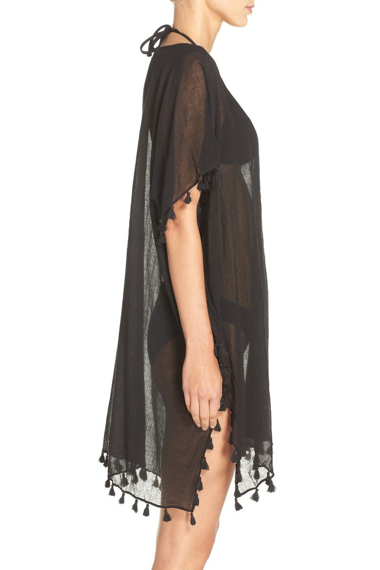 'Amnesia' Cotton Gauze Cover-Up Caftan, Alternate, color, BLACK