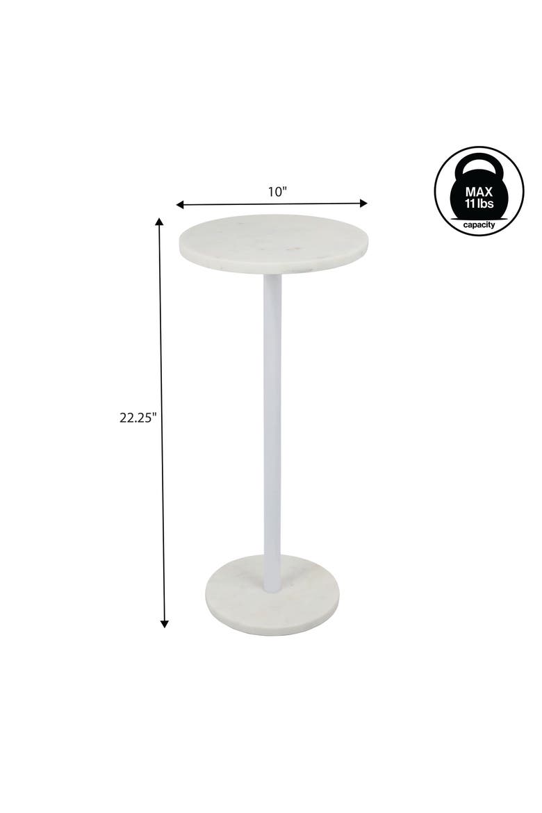 Cogsen Contemporary Natural Marble/Metal Pedestal Drink Table, Alternate, color, White