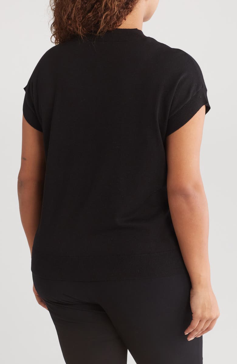 T Tahari Crewneck Shell Sweater, Alternate, color, Black