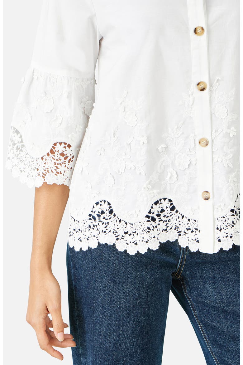 Cotton Lace Border Shirt, Alternate, color, White