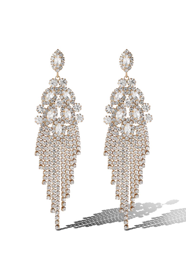 Crystal Fan Drop Earrings in Silver-Tone, Main, color, Silver