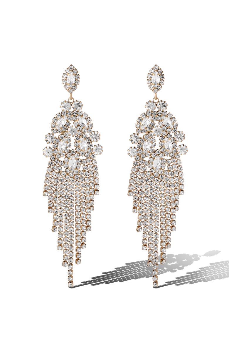 Jessica Simpson Crystal Fan Drop Earrings in Silver-Tone, Main, color, Silver