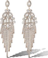 Jessica Simpson Crystal Fan Drop Earrings in Silver-Tone