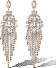 Jessica Simpson Crystal Fan Drop Earrings in Silver-Tone