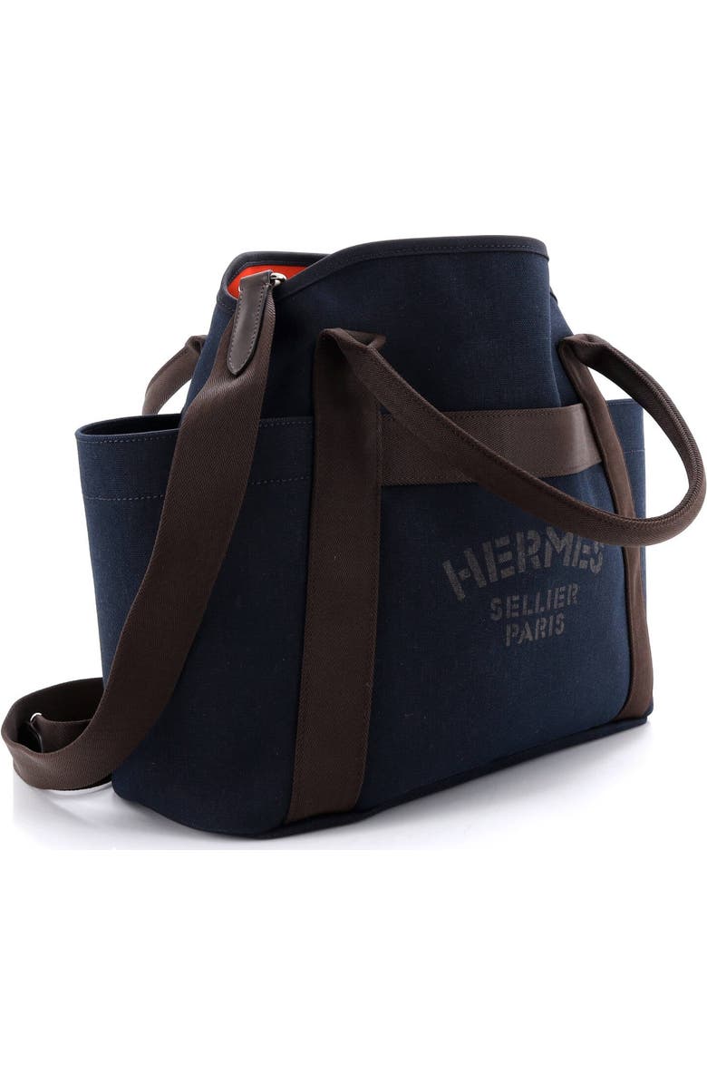 Pre-Owned Hermes Sac De Pansage Groom Handbag Canvas, Alternate, color, Bleu Nuit