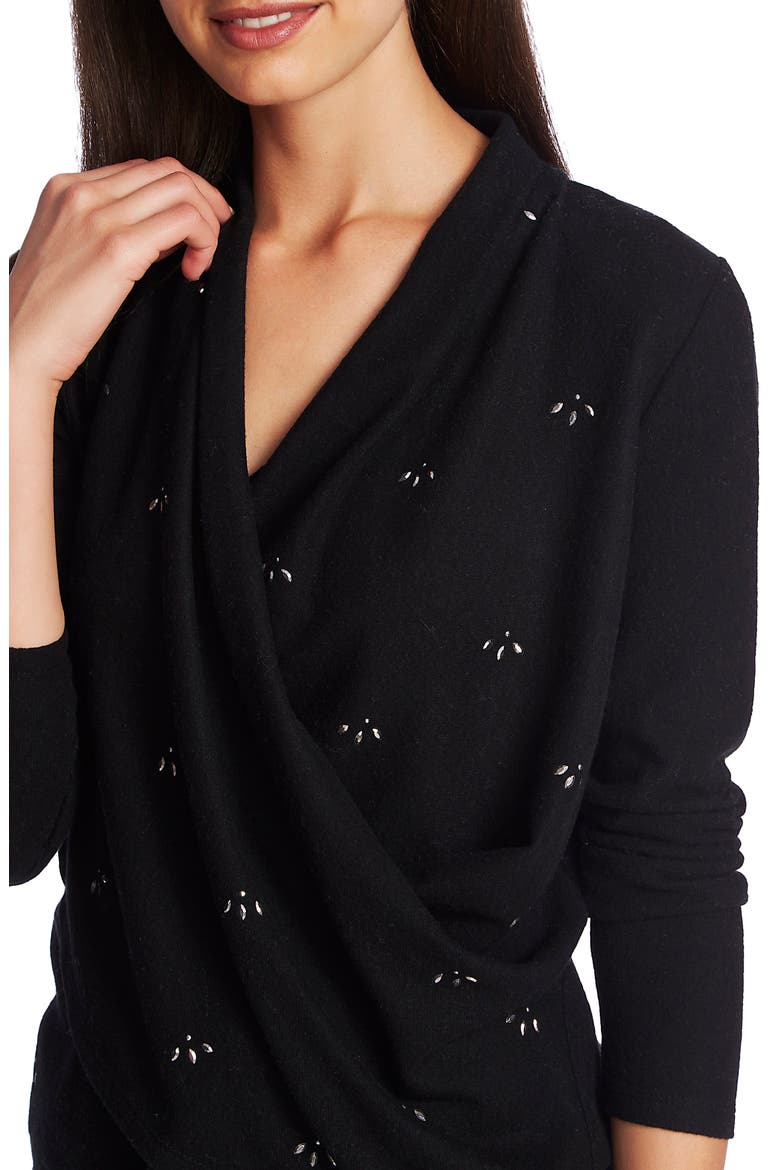 Embellished Cross Front Top, Alternate, color, RICH BLACK