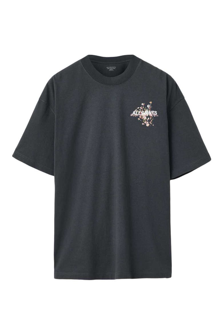 Valen Oversize Floral Logo Graphic T-Shirt, Alternate, color, WASHED BLACK