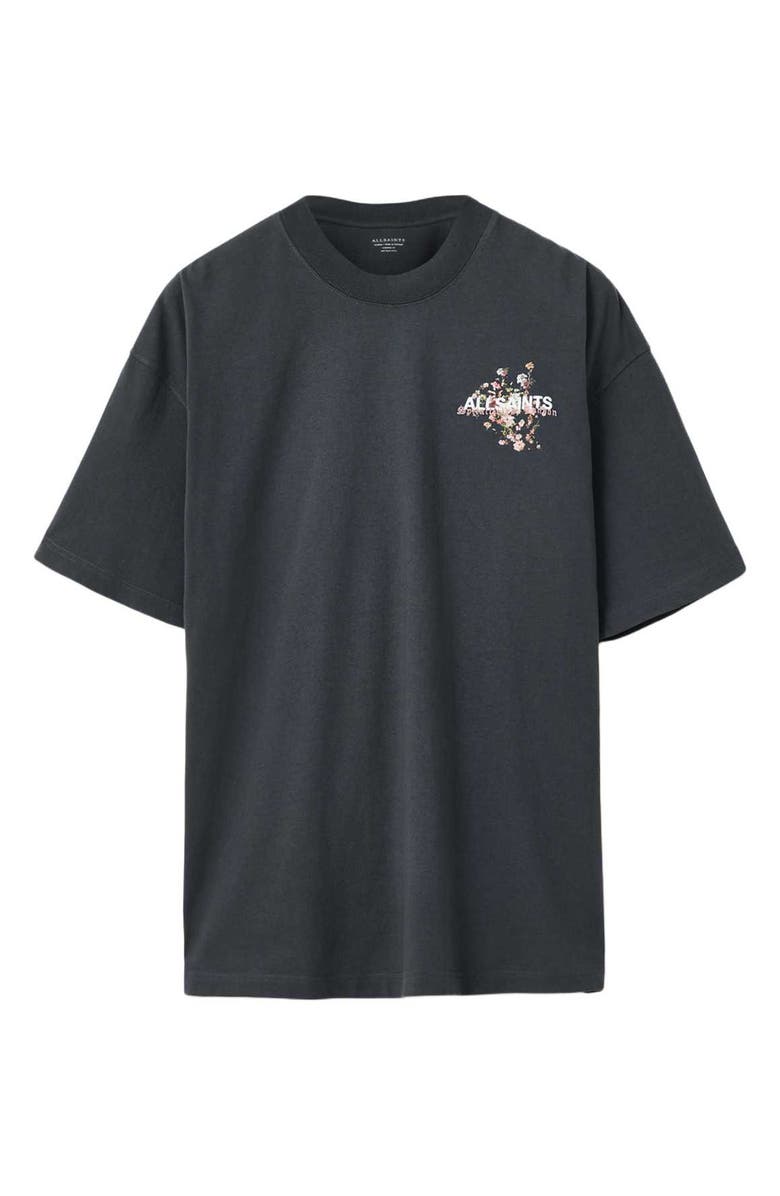 AllSaints Valen Oversize Floral Logo Graphic T-Shirt, Alternate, color, Washed Black