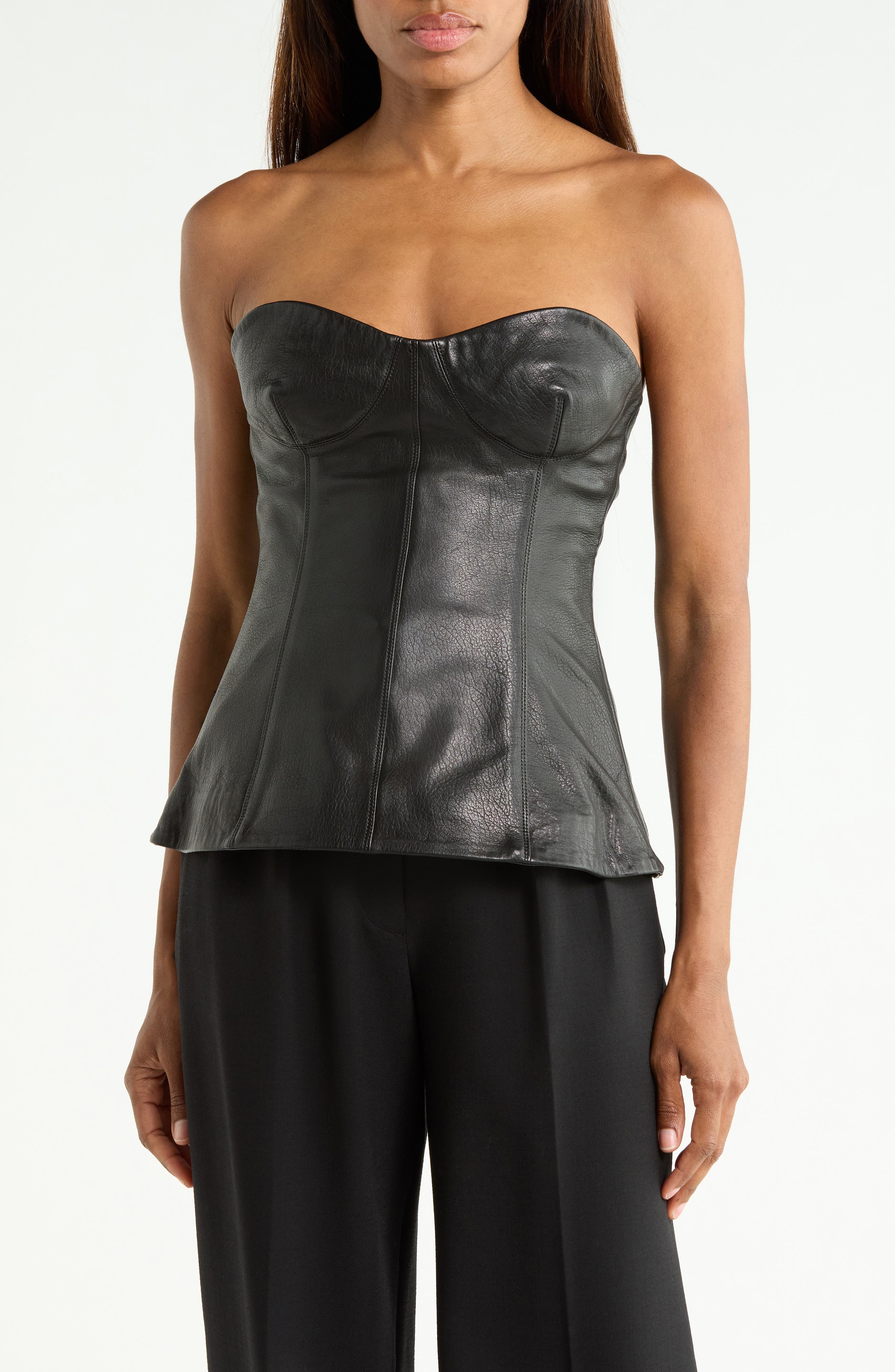 Tyla Leather Bustier Top