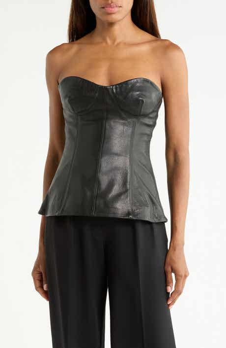 Tyla Leather Bustier Top