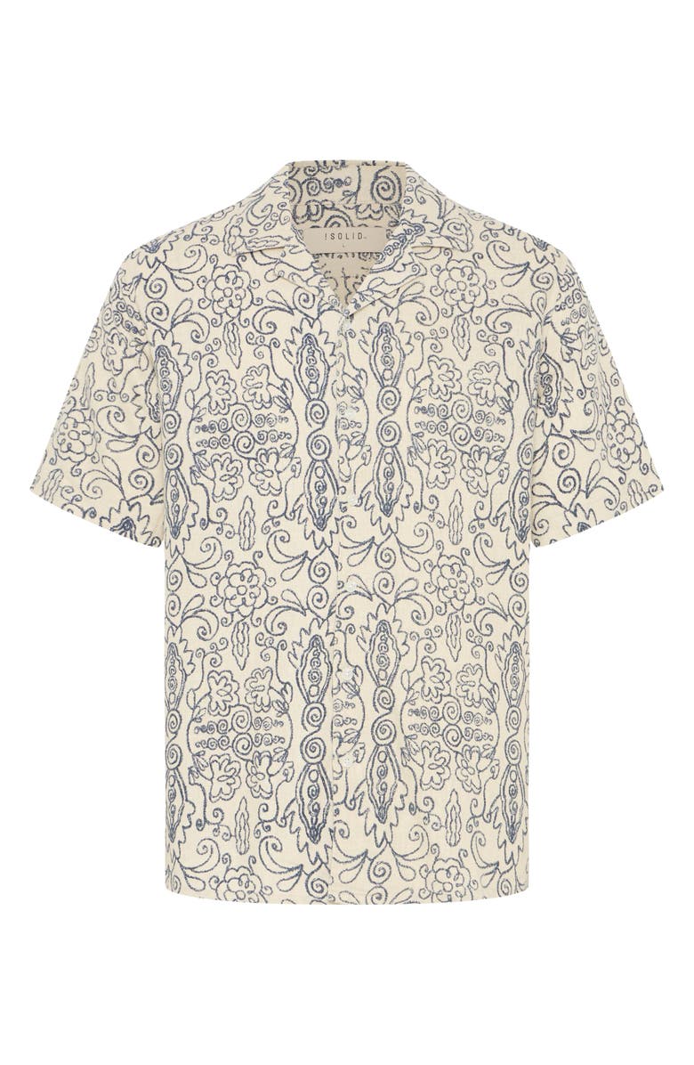 !SOLID Utkolt Floral Camp Shirt, Alternate, color, Oatmeal