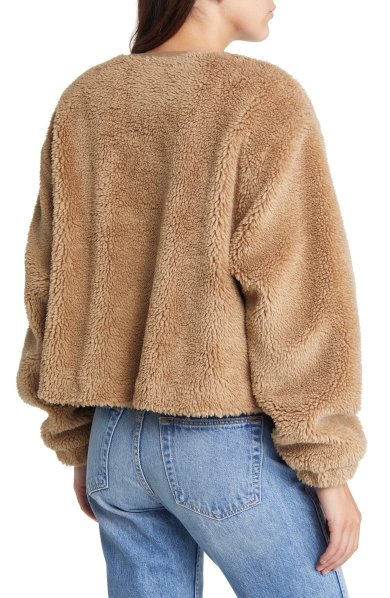 Treasure & Bond Collarless Faux Shearling Jacket, Alternate, color,