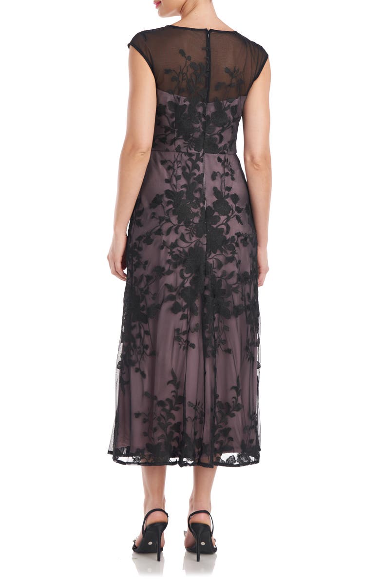 JS Collections Melissa Floral Embroidered Tulle Midi Dress, Alternate, color, 