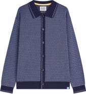 Scotch & Soda Jacquard Cotton Polo Cardigan