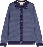 Scotch & Soda Jacquard Cotton Polo Cardigan