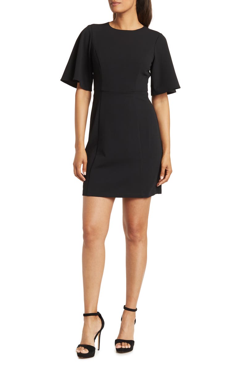 Donna Morgan Flutter Sleeve Solid Minidress, Main, color, 