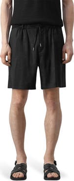 MANGO Flat Front Linen Blend Drawstring Bermuda Shorts