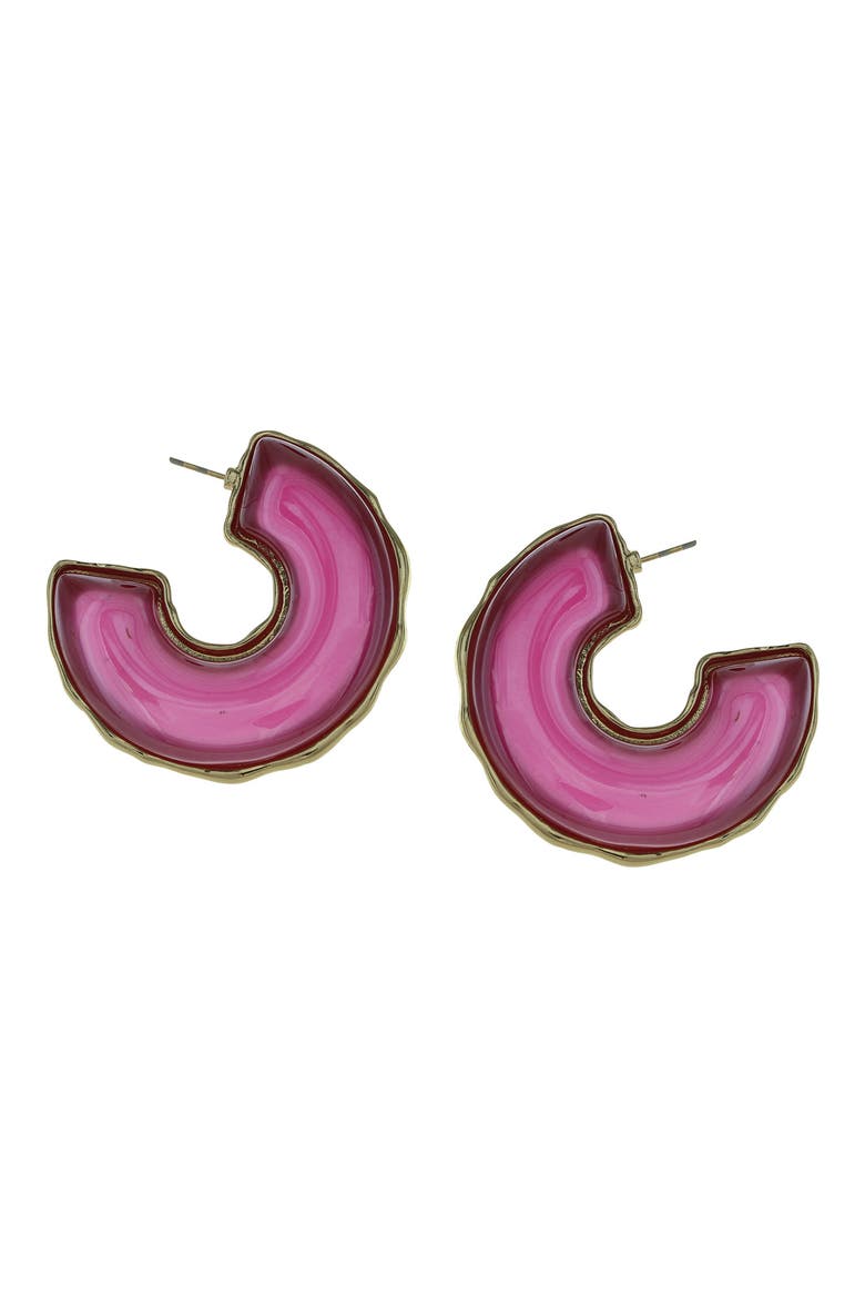 Madie Open Hoop Earrings, Main, color, GOLD / PINK