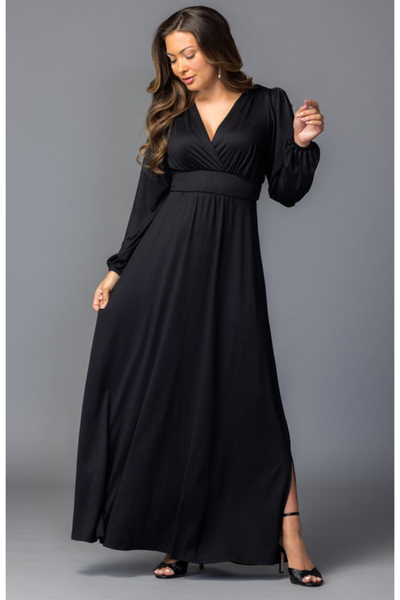 Kelsey Long Sleeve Maxi Dress, Alternate, color, Black Noir