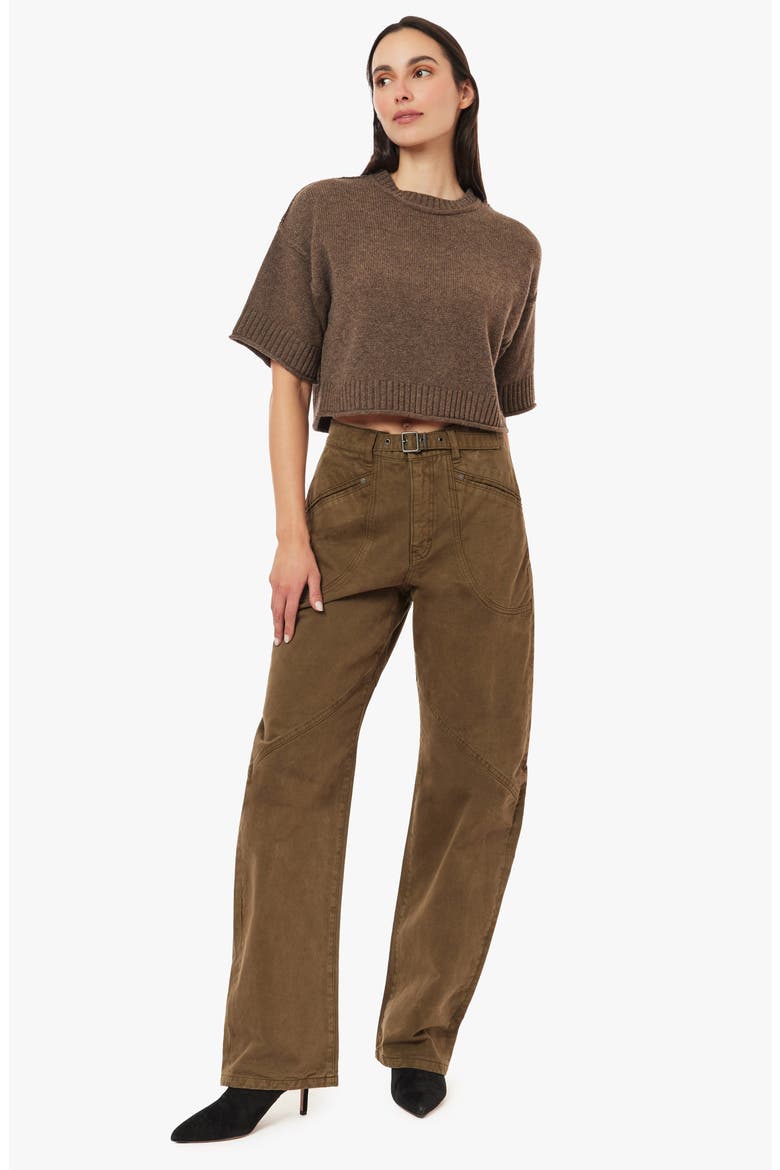Gwen Bowed Slouch Utility Pants, Alternate, color, DARK MOSS