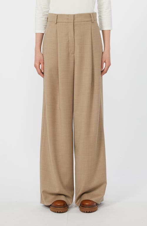 Weekend Max Mara Globale Stretch Wool Wide Leg Pants In Brown