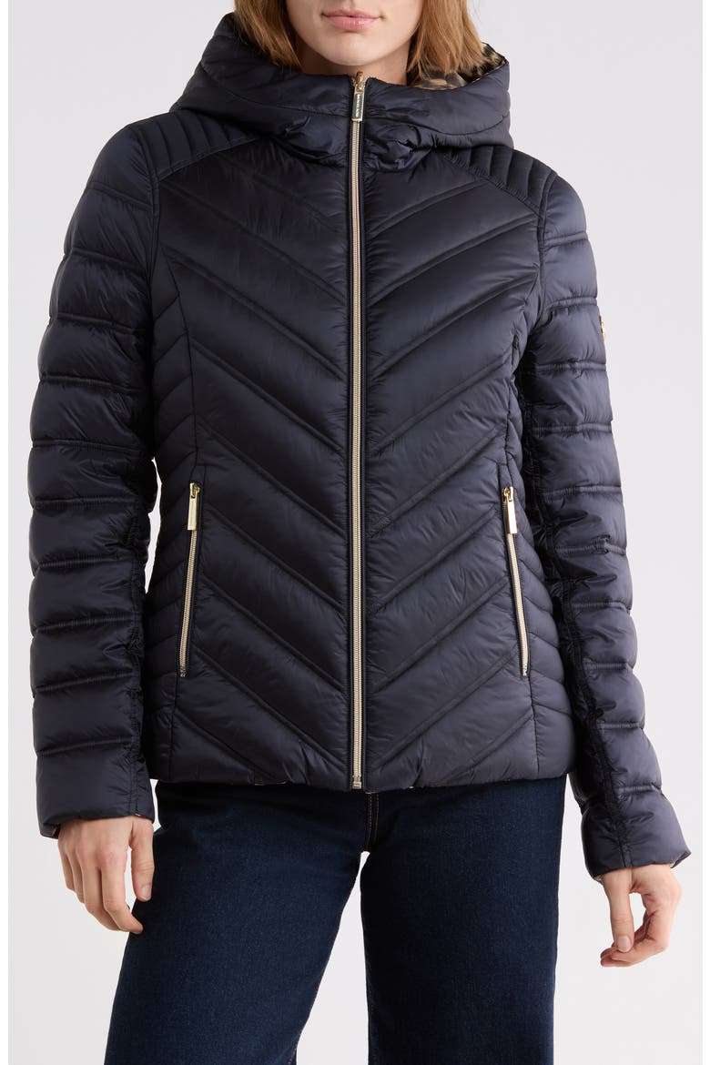 Reversible Short Packable Puffer Jacket, Main, color, MIDNIGHT
